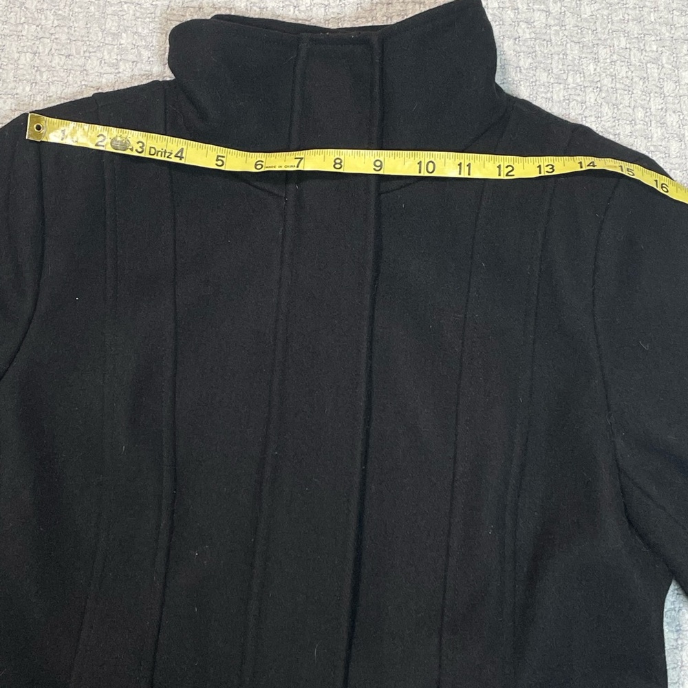 Beautiful Calvin Klein Wool Tie Waist Dress Coat Black Size 6 - Picture 14 of 16